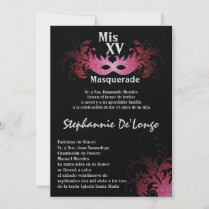5x7 Masquerade Quinceanera Invitation Anniversaire