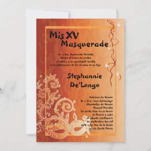 5x7 Masquerade Quinceanera Invitation Anniversaire