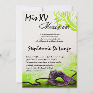 5x7 Masquerade Quinceanera Invitation Anniversaire