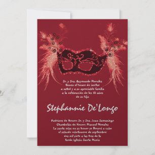 5x7 Masquerade Quinceanera Invitation Anniversaire