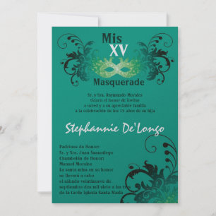5x7 Masquerade Quinceanera Invitation Anniversaire