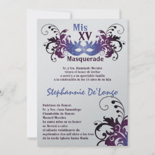 5x7 Masquerade Quinceanera Invitation Anniversaire