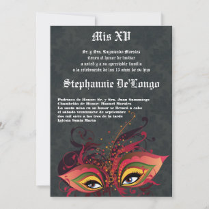 5x7 Masquerade Quinceanera Invitation Anniversaire