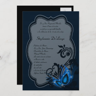 5x7 Masquerade Quinceanera Invitation Anniversaire