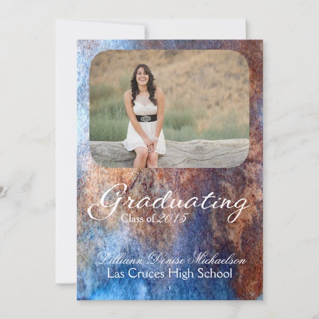 5x7 Métal rouillé Vieux acier Gru Faire-part princ (Devant)