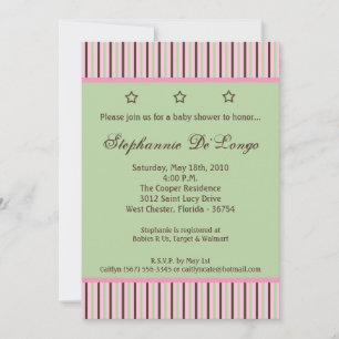 5x7 Mint Stars and Stripes Baby shower Invitation