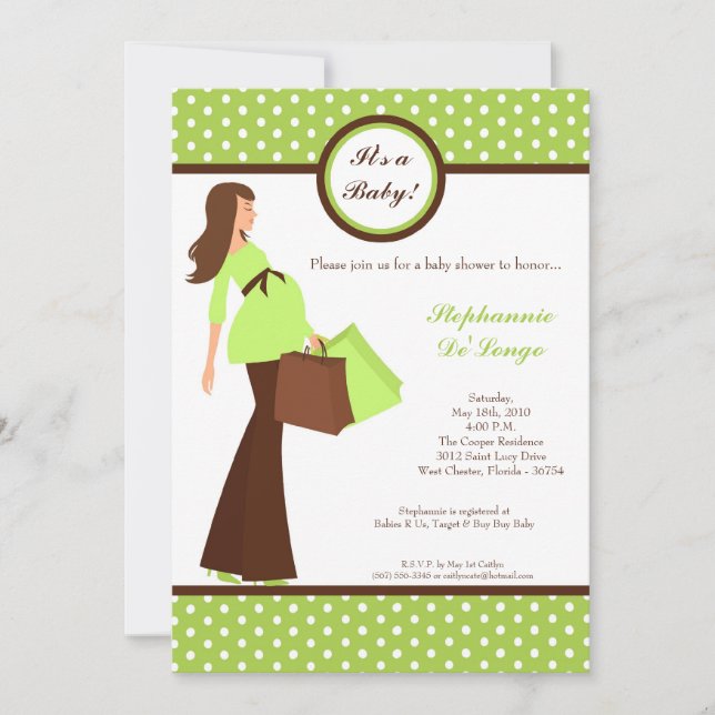 5x7 Modern Mod Mom Invitation Baby shower d'achat (Devant)