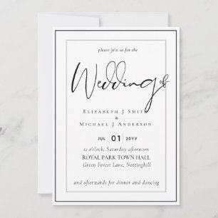 5x7 Modern Script Overlay Budget Wedding Invite