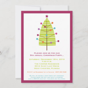5x7 Moderne XMAS Arbre Noël Invitation