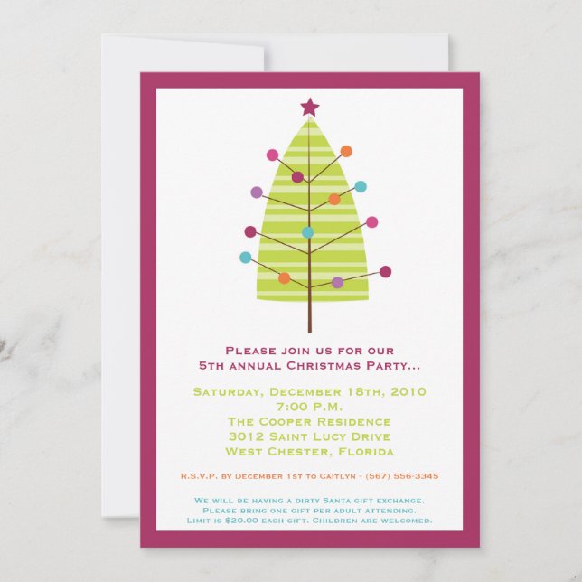 5x7 Moderne XMAS Arbre Noël Invitation (Devant)