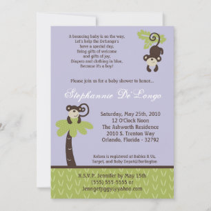 5x7 Monkey Time Zoo Invitation Baby shower animal
