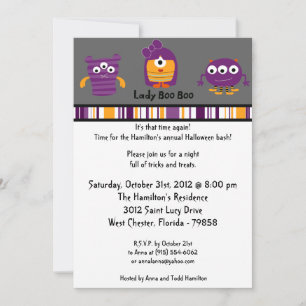 5x7 Monster Bash Halloween Party Invitation