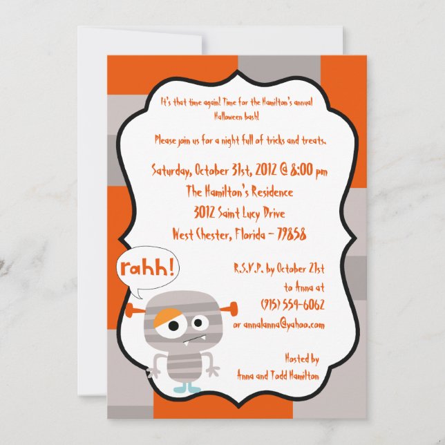 5x7 Monster Bash Halloween Party Invitation (Devant)