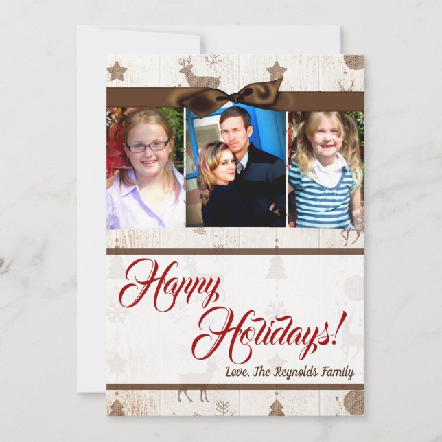 5x7 Noël Burlap Deer Doe Buck Carte photo (Devant)