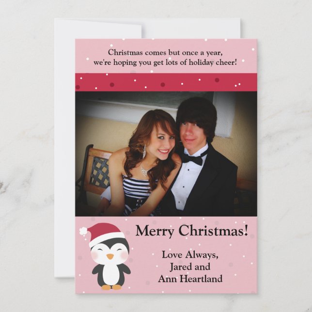 5x7 Noël Casquette Penguin Invitation (Devant)