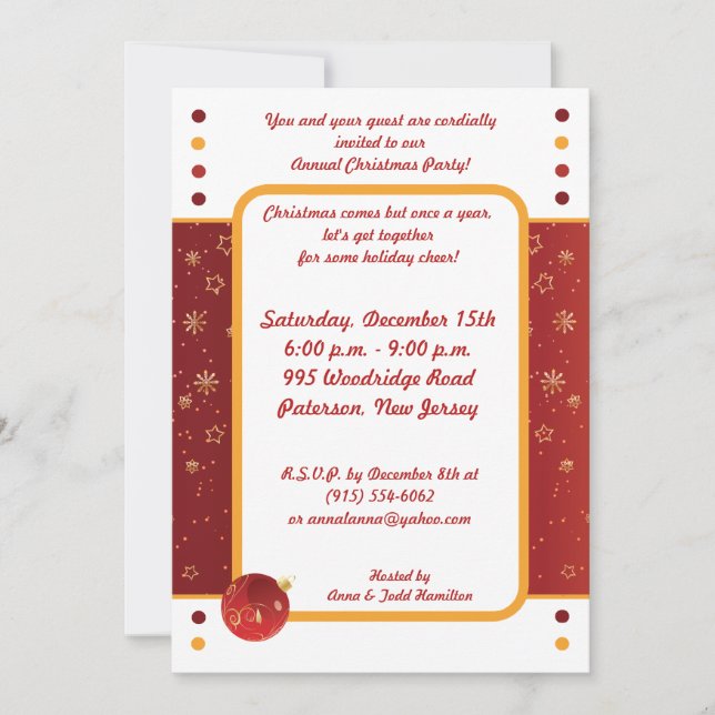 5x7 Noël Ornements fêtes Invitation (Devant)