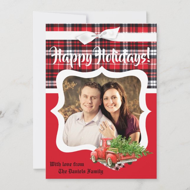 5x7 Noël XMAS Carte photo de camion de Noël Rouge (Devant)