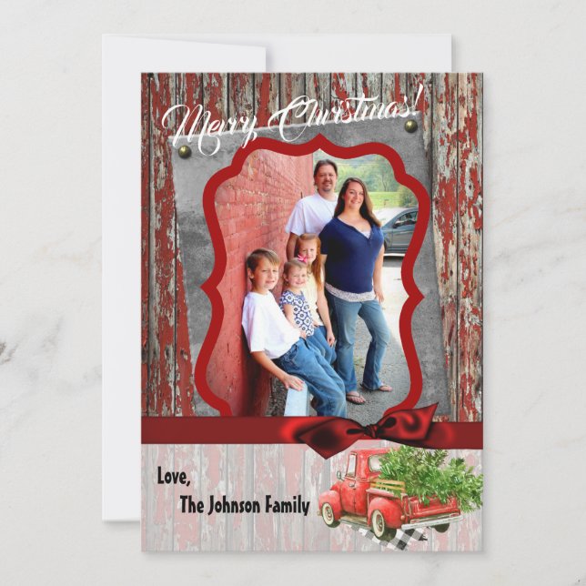 5x7 Noël XMAS Carte photo de camion de Noël Rouge (Devant)