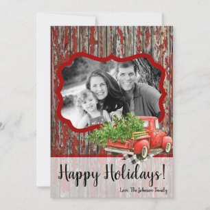 5x7 Noël XMAS Carte photo de camion de Noël Rouge