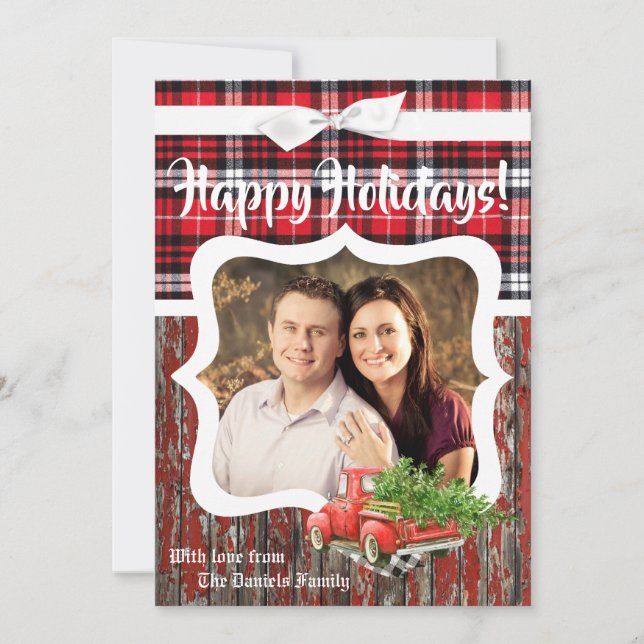5x7 Noël XMAS Carte photo de camion de Noël Rouge (Devant)