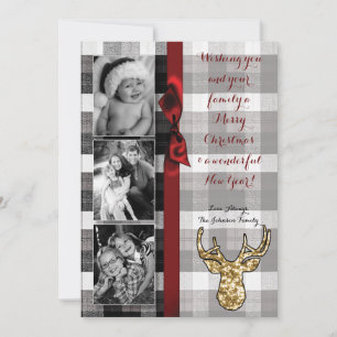 5x7 Noël XMAS Carte photo de cerfs paniqués noirs