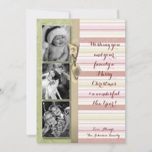 5x7 Noël XMAS Carte photo en tissu rayé vert XMAS