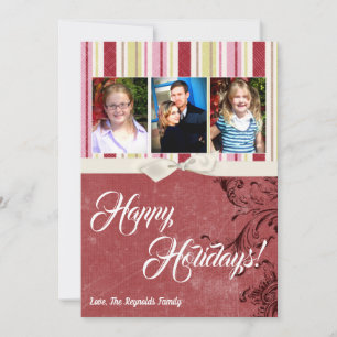 5x7 Noël XMAS Carte photo en tissu rayé vert XMAS