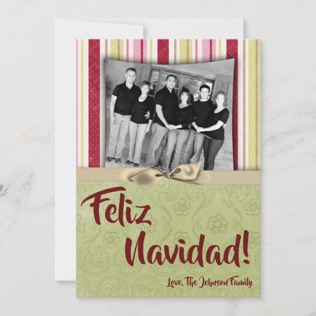 5x7 Noël XMAS Carte photo en tissu rayé vert XMAS (Devant)