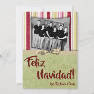 5x7 Noël XMAS Carte photo en tissu rayé vert XMAS