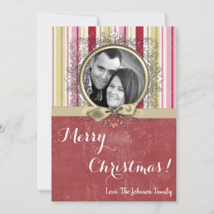 5x7 Noël XMAS Carte photo en tissu rayé vert XMAS