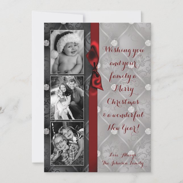 5x7 Noël XMAS Diamond Pintuck Carte photo (Devant)