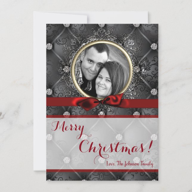 5x7 Noël XMAS Diamond Pintuck Carte photo (Devant)
