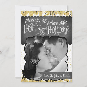 5x7 Noël XMAS Gold Deer Buck Doe Carte photo