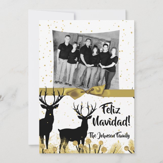 5x7 Noël XMAS Gold Deer Buck Doe Carte photo (Devant)