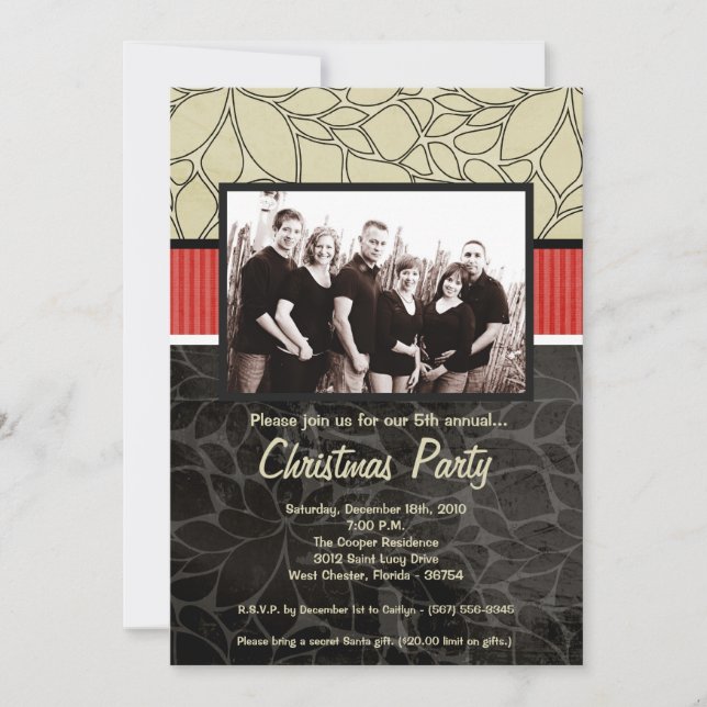 5x7 Noël XMAS Happy Holiday PHOTO Invitation (Devant)