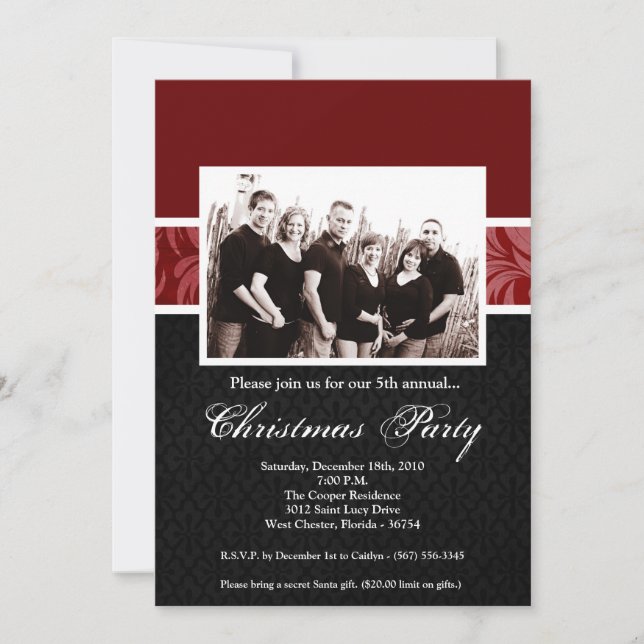 5x7 Noël XMAS Happy Holiday PHOTO Invitation (Devant)