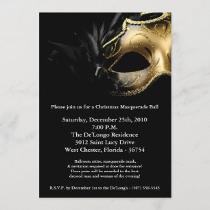 5x7 Noël XMAS Invitation Masquerade Ball Mask