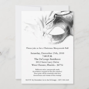 5x7 Noël XMAS Invitation Masquerade Ball Mask