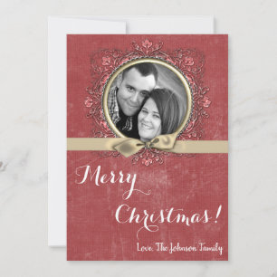 5x7 Noël XMAS Red Grunge Disstress Carte photo