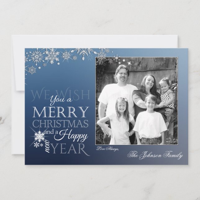 5x7 Noël XMAS Snowflakes Snow Carte photo (Devant)