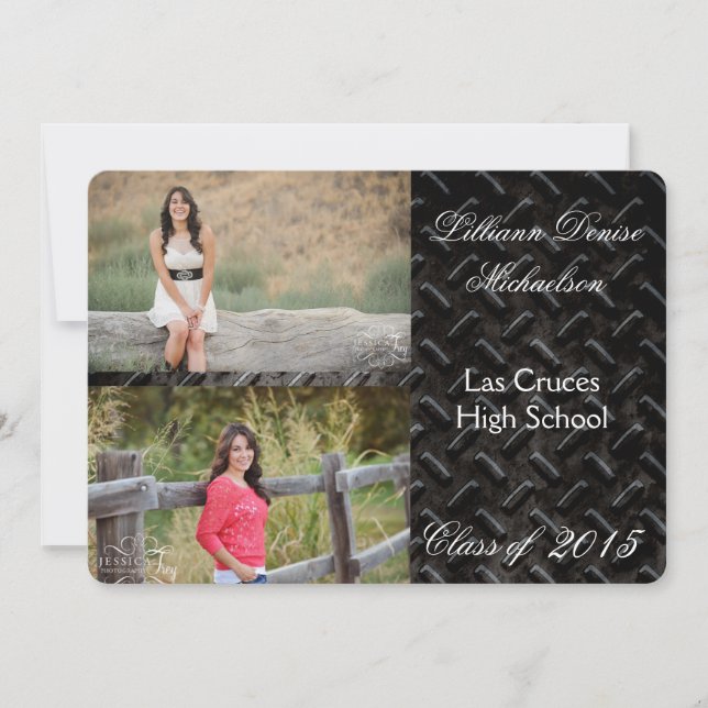 5x7 Noir Acier Métal Aluminium Faire-part supérieu (Devant)