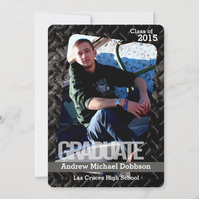 5x7 Noir Acier Métal Aluminium Faire-part supérieu (Devant)