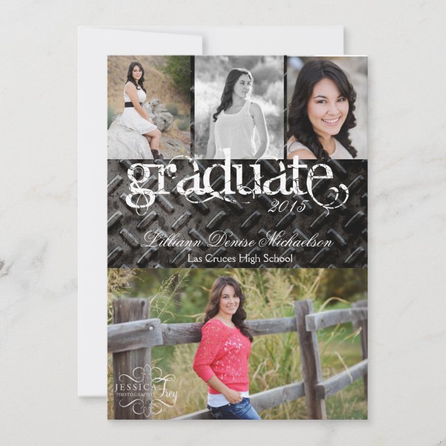 5x7 Noir Acier Métal Aluminium Faire-part supérieu (Devant)