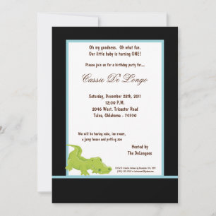 5x7 Noir Aligator Invitation de fête d'anniversair