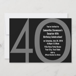 5x7 Noir+Blanc Gros 4-0 Invitations de fête d'anni