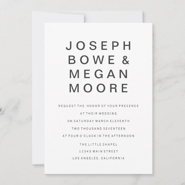 5x7 Nouveau Faire-part de mariage minimaliste Goth (Devant)