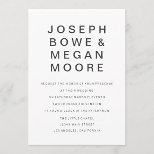 5x7 Nouveau Faire-part de mariage minimaliste Goth