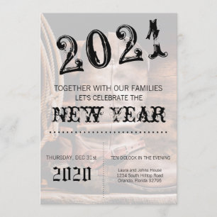 5x7 Nouvel An Invitation Cowboy Boots Barn Wo