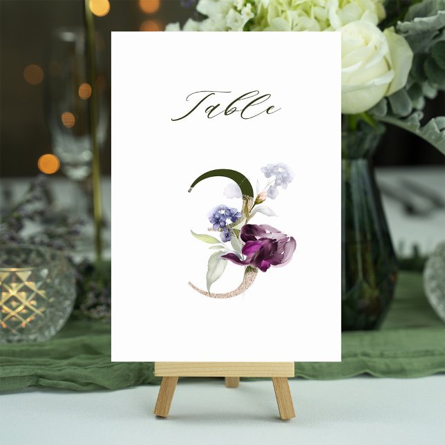 5x7 Numéro 3 Botanique Floral, Numéro de Table (Créateur téléchargé)
