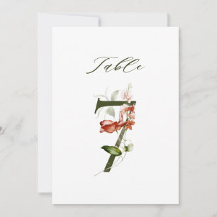 5x7 Numéro 7 Botanique Floral, Numéro de Table